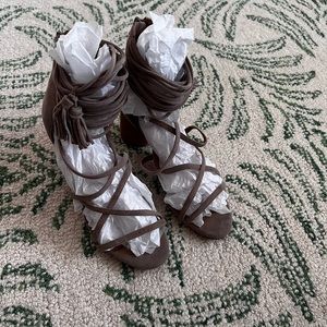 Suede women’s strappy heels